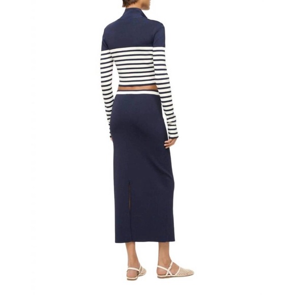 STAUD Navy and White Striped Cardigan - Picture 2 of 5